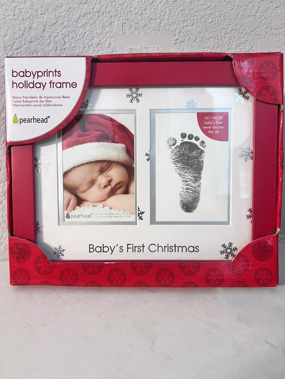 Pearhead Baby's 1st Christmas Frame New NIB Holiday Footprint Keepake Ink Pad